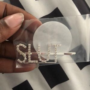 Slut Rhinestone Hair Clip